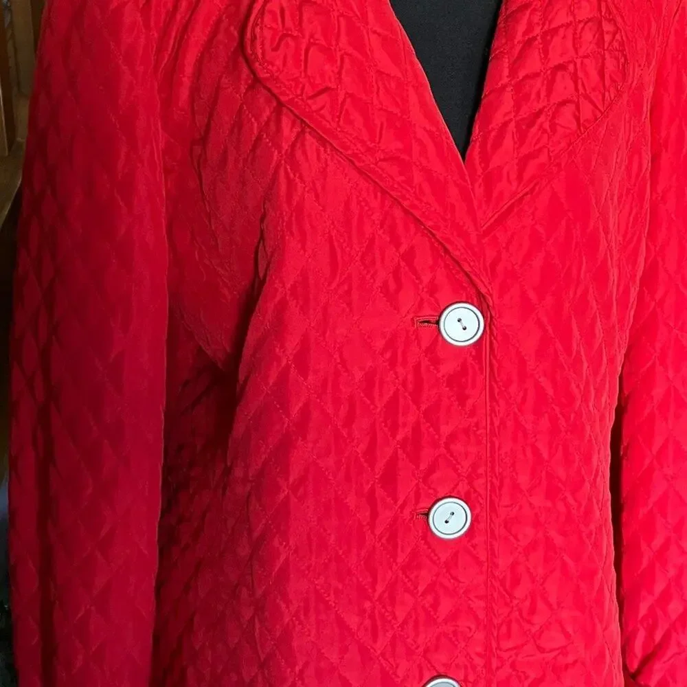 Red Quilted lightweight Button Jacket By R.Q.T. Size M - Picture 2 of 12
